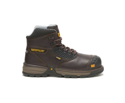 Caterpillar CAT Excavator Superlite Cool Carbon Composite Toe Men's Work Boots Dark Brown | CAT-784KO