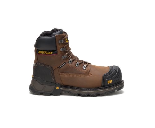 Caterpillar CAT Excavator XL 6" Waterproof Composite Toe Men's Work Boots Dark Brown | CAT-049HF