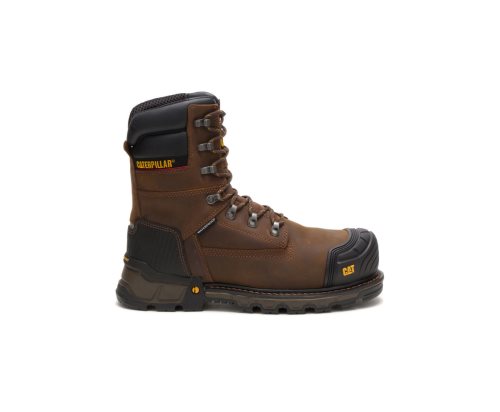 Caterpillar CAT Excavator XL 8" Waterproof Thinsulate™ Composite Toe Men's Work Boots Dark Brown | CAT-491DN