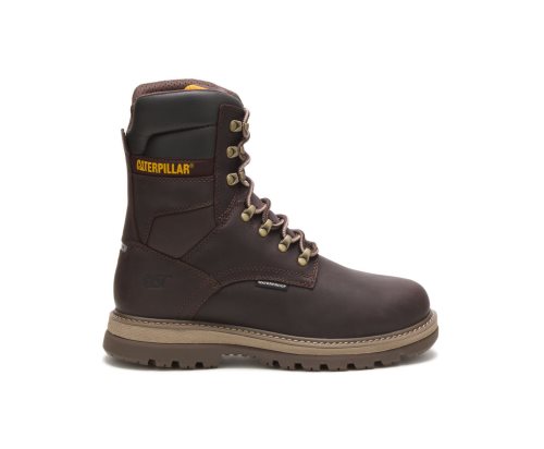 Caterpillar CAT Fairbanks 8" Waterproof TX Steel Toe Men's Work Boots Coffee | CAT-708ED