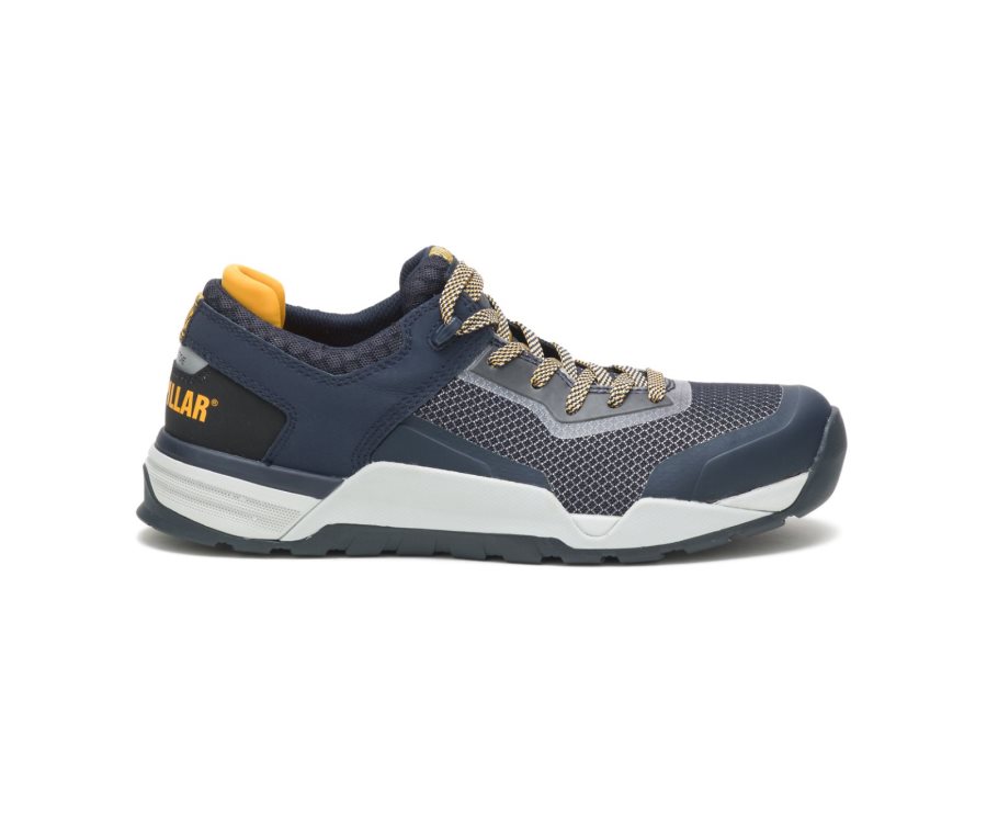 Caterpillar CAT Bolt Alloy Toe Men\'s Sneakers Navy / Yellow | CAT-093RS