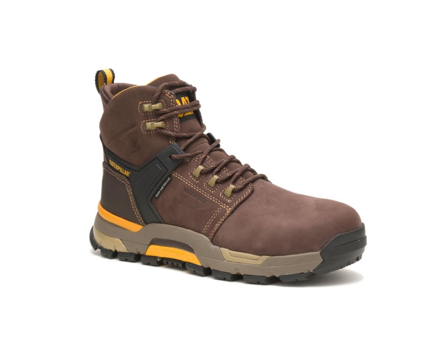 Caterpillar CAT CAT EDGE Waterproof Nano Toe Men's Work Boots Coffee | CAT-695JK