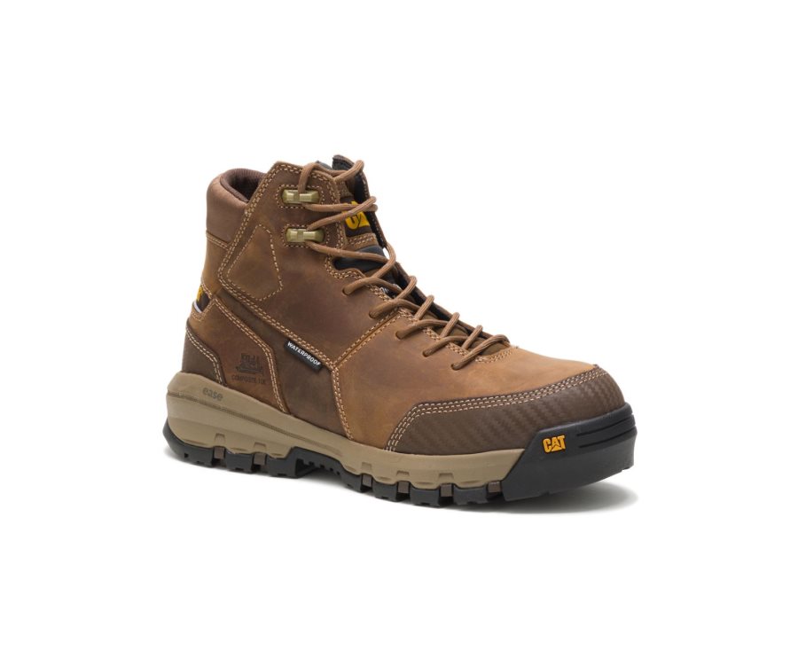 Caterpillar CAT Device Waterproof Composite Toe Men's Work Boots Dark Beige | CAT-240GD