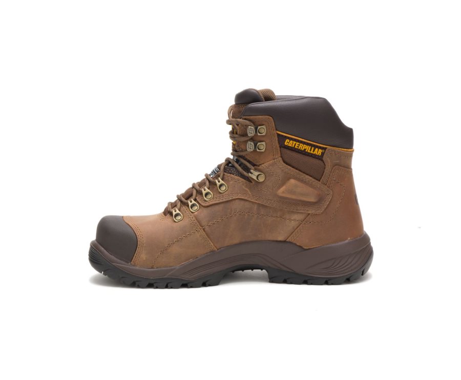 Caterpillar CAT Diagnostic Hi Waterproof Thinsulate™ Steel Toe Men's Work Boots Dark Beige | CAT-752TD