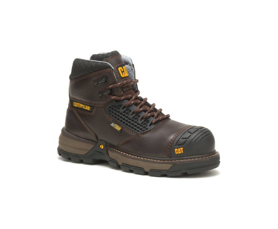 Caterpillar CAT Excavator Superlite Cool Carbon Composite Toe Women's Work Boots Dark Brown | CAT-742KO