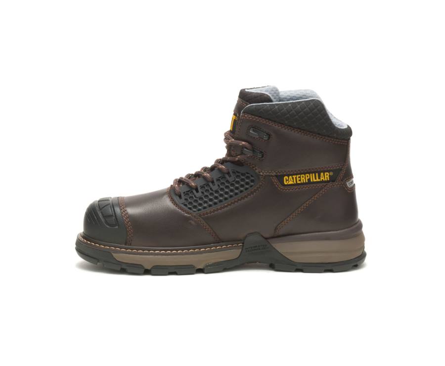 Caterpillar CAT Excavator Superlite Cool Carbon Composite Toe Men's Work Boots Dark Brown | CAT-784KO