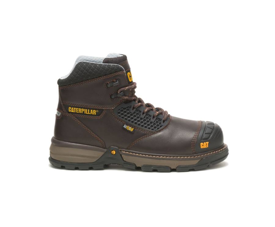 Caterpillar CAT Excavator Superlite Cool Carbon Composite Toe Men\'s Work Boots Dark Brown | CAT-784KO