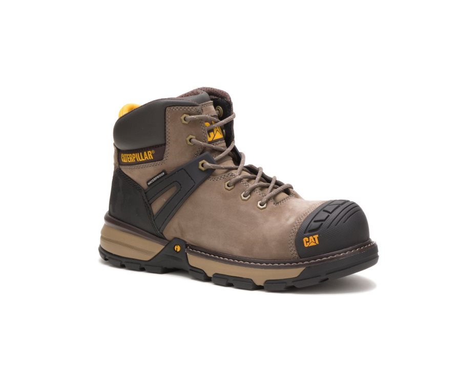 Caterpillar CAT Excavator Superlite Waterproof Nano Toe Men's Work Boots Brown / Black | CAT-089VD