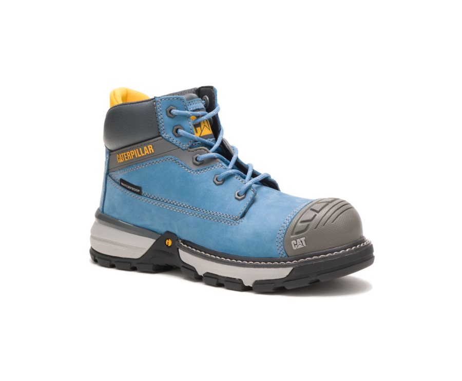 Caterpillar CAT Excavator Superlite Waterproof Nano Toe Women's Work Boots Blue | CAT-092FB