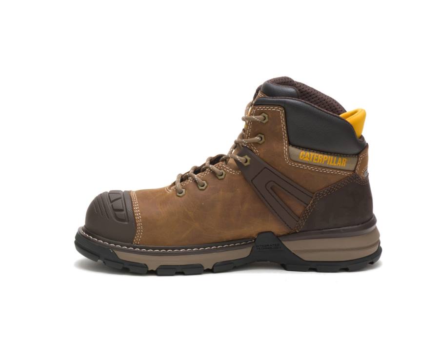 Caterpillar CAT Excavator Superlite Waterproof Carbon Composite Toe Men's Work Boots Brown / Beige | CAT-799KO