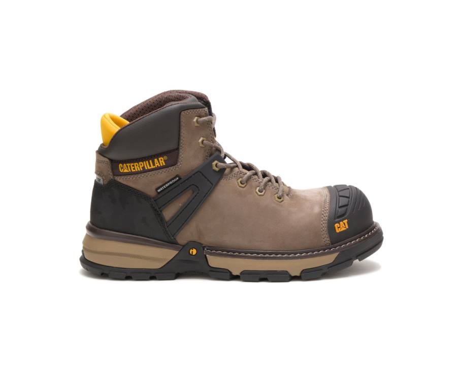 Caterpillar CAT Excavator Superlite Waterproof Carbon Composite Toe Men\'s Work Boots Brown / Black | CAT-802KO