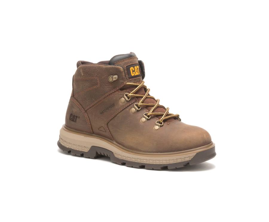 Caterpillar CAT Exposition Hiker Waterproof Men's Work Boots Brown | CAT-789KO