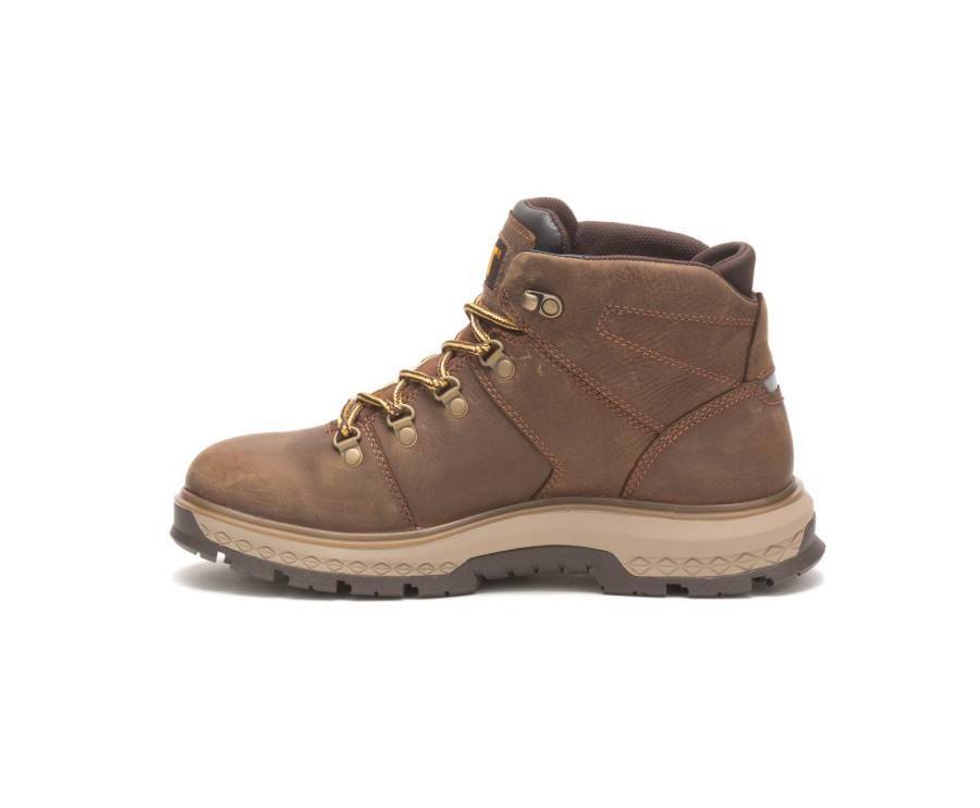 Caterpillar CAT Exposition Hiker Waterproof Men's Work Boots Brown | CAT-789KO