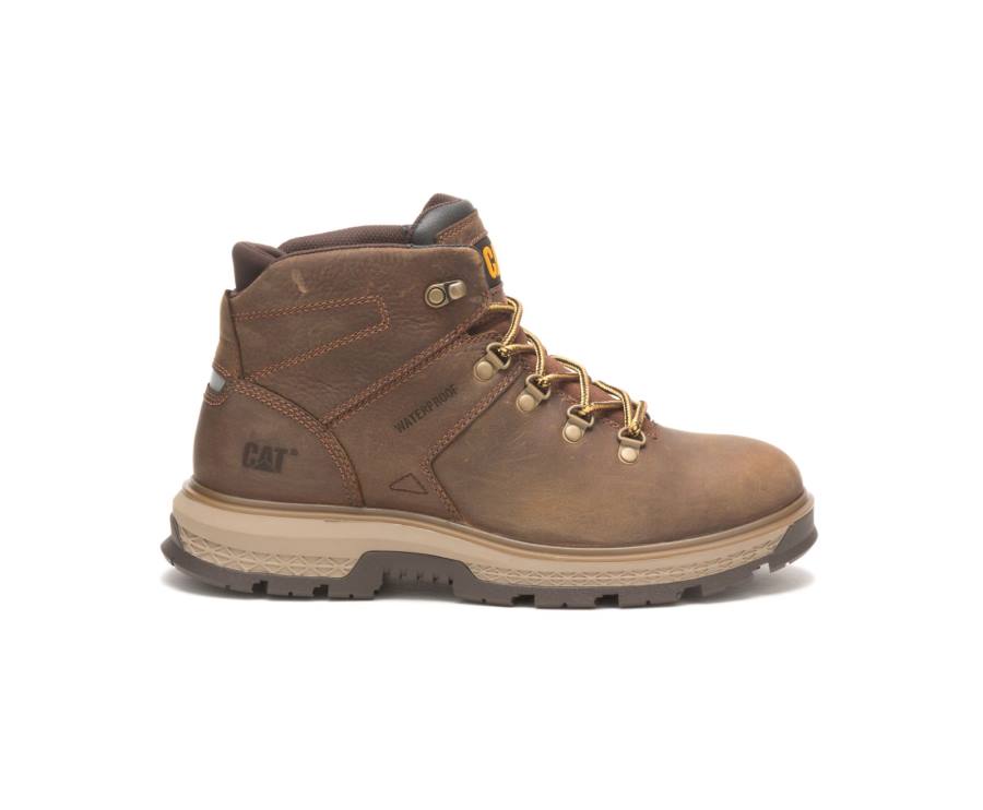 Caterpillar CAT Exposition Hiker Waterproof Men\'s Work Boots Brown | CAT-789KO