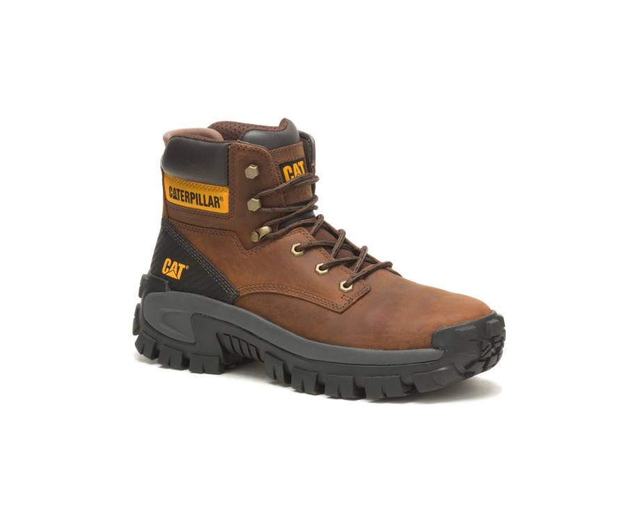 Caterpillar CAT Invader Hi Steel Toe Men's Work Boots Dark Brown | CAT-803KO