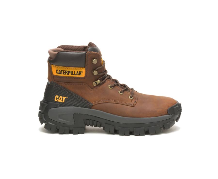 Caterpillar CAT Invader Hi Steel Toe Men\'s Work Boots Dark Brown | CAT-803KO