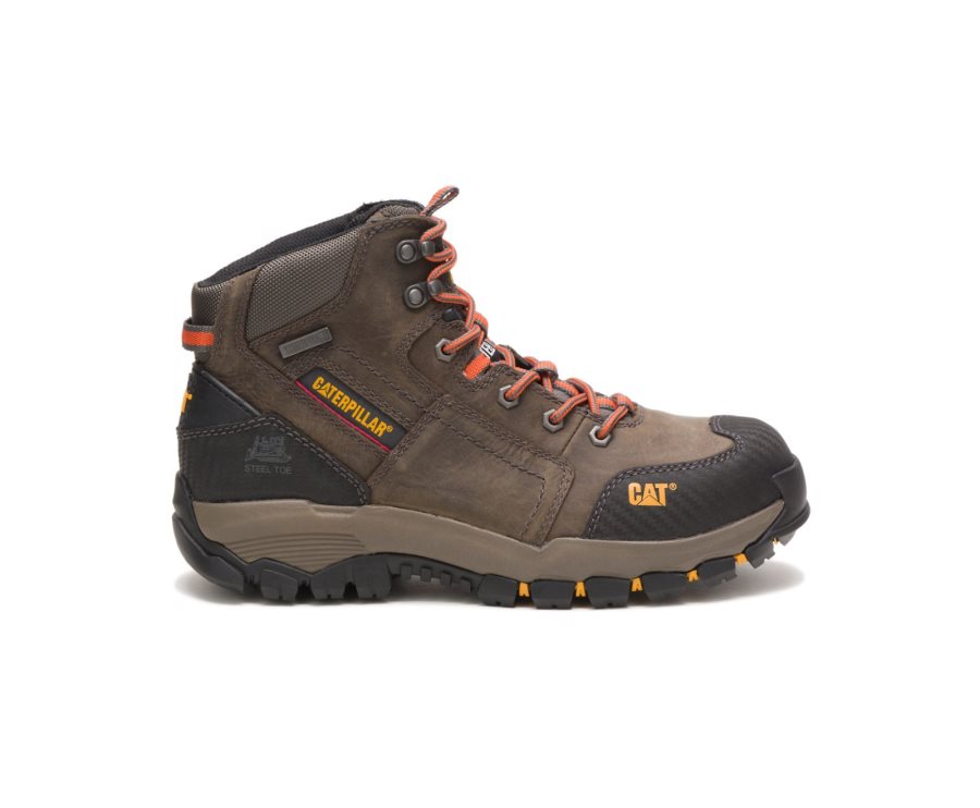 Caterpillar CAT Navigator Mid Waterproof Steel Toe Men\'s Work Boots Dark Grey | CAT-036ZR