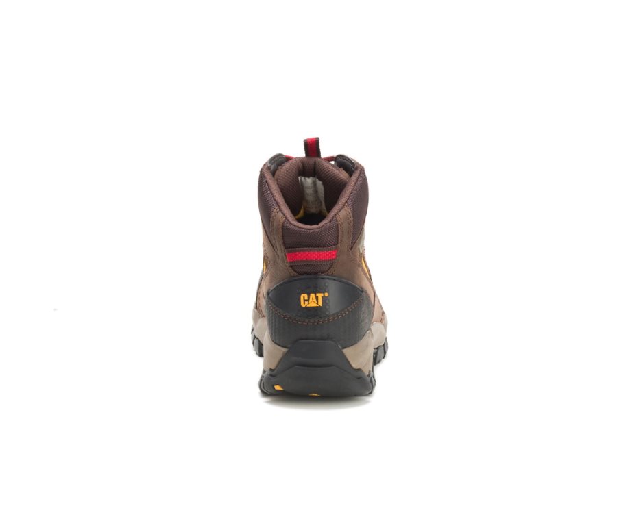 Caterpillar CAT Navigator Mid Waterproof Steel Toe Men's Work Boots Brown / Red | CAT-201RM