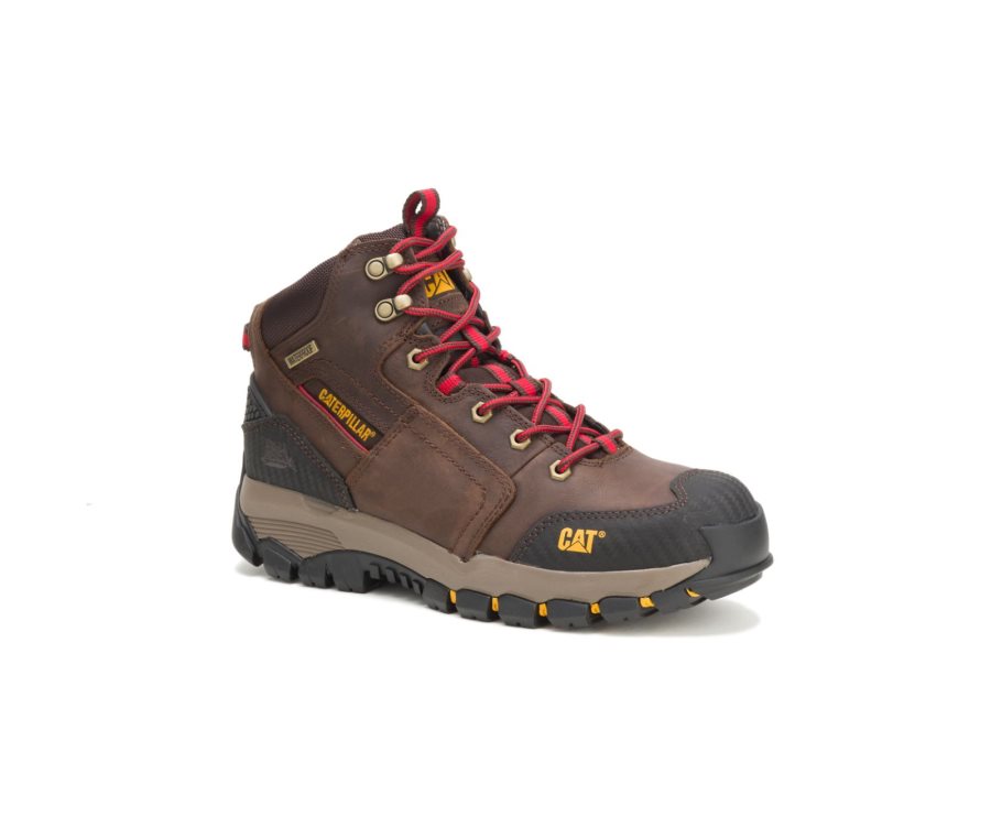 Caterpillar CAT Navigator Waterproof Men's Work Boots Brown / Red | CAT-367GY