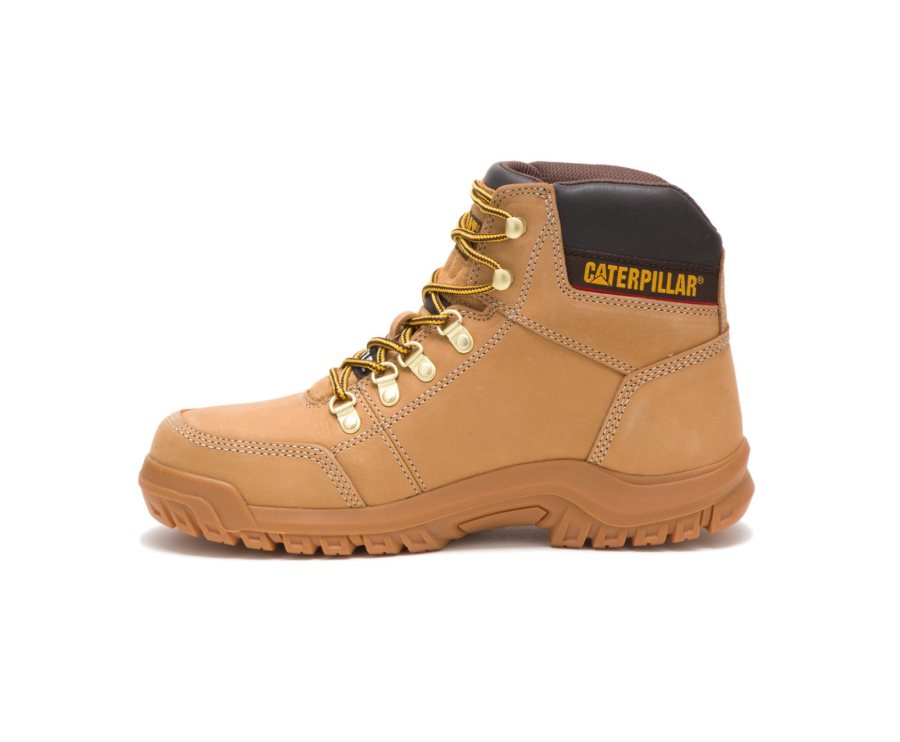 Caterpillar CAT Outline Steel Toe Men's Work Boots Brown | CAT-046TM