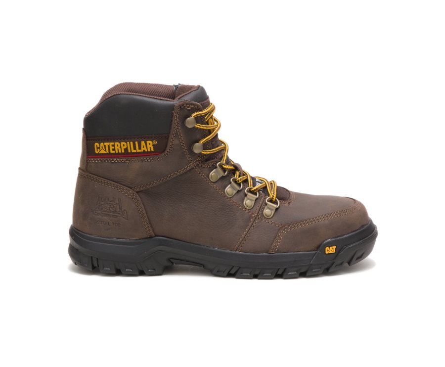 Caterpillar CAT Outline Steel Toe Men\'s Work Boots Brown | CAT-483WG