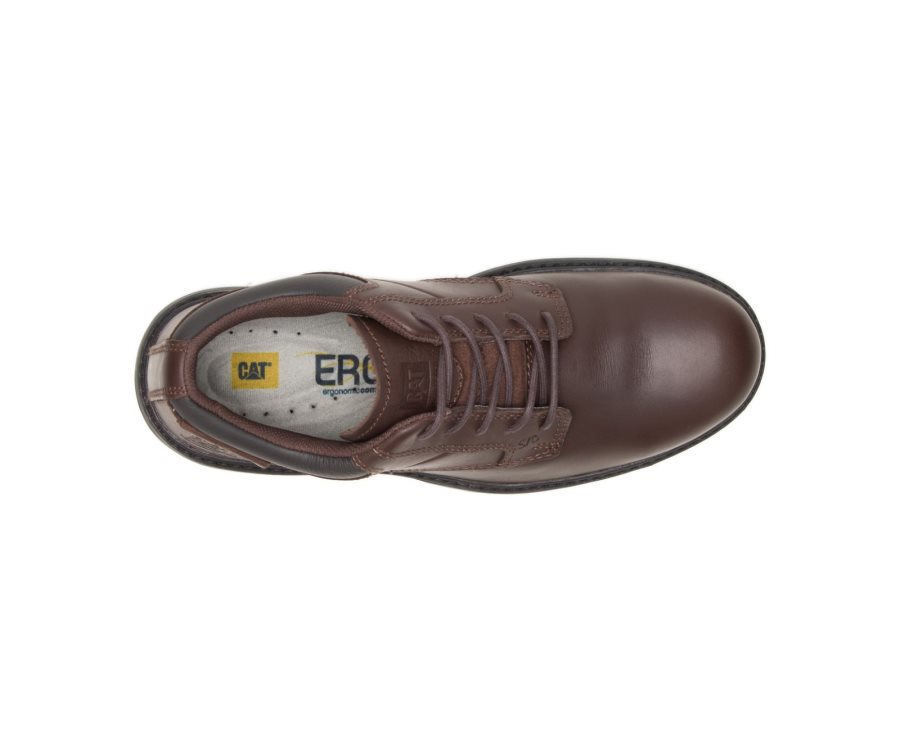 Caterpillar CAT Oversee Steel Toe Men's Work Shoes Dark Brown | CAT-903AW