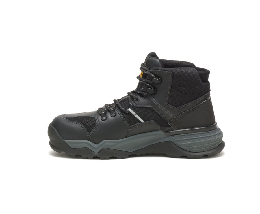 Caterpillar CAT Provoke Mid Waterproof Alloy Toe Men's Work Boots Black / Grey | CAT-098VZ