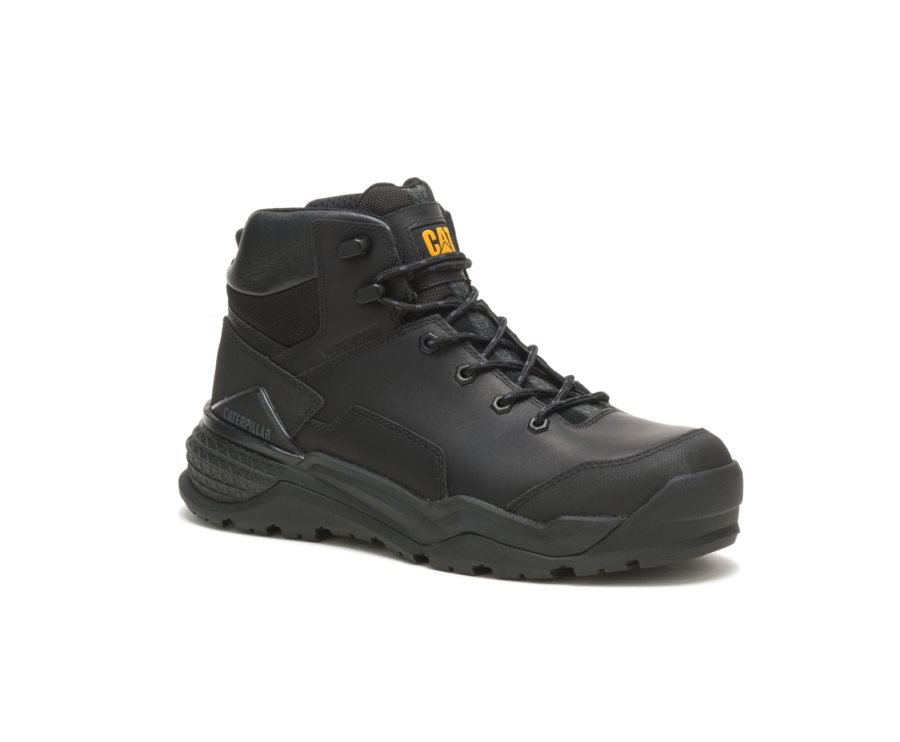 Caterpillar CAT Provoke Mid Waterproof Alloy Toe Men's Work Boots Black | CAT-857DK