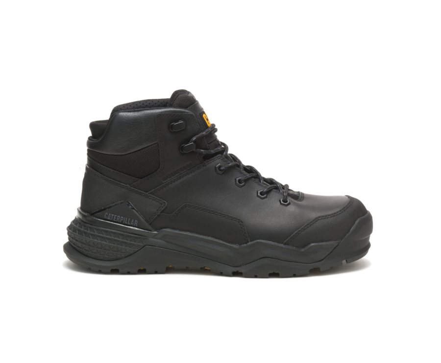 Caterpillar CAT Provoke Mid Waterproof Alloy Toe Men\'s Work Boots Black | CAT-857DK