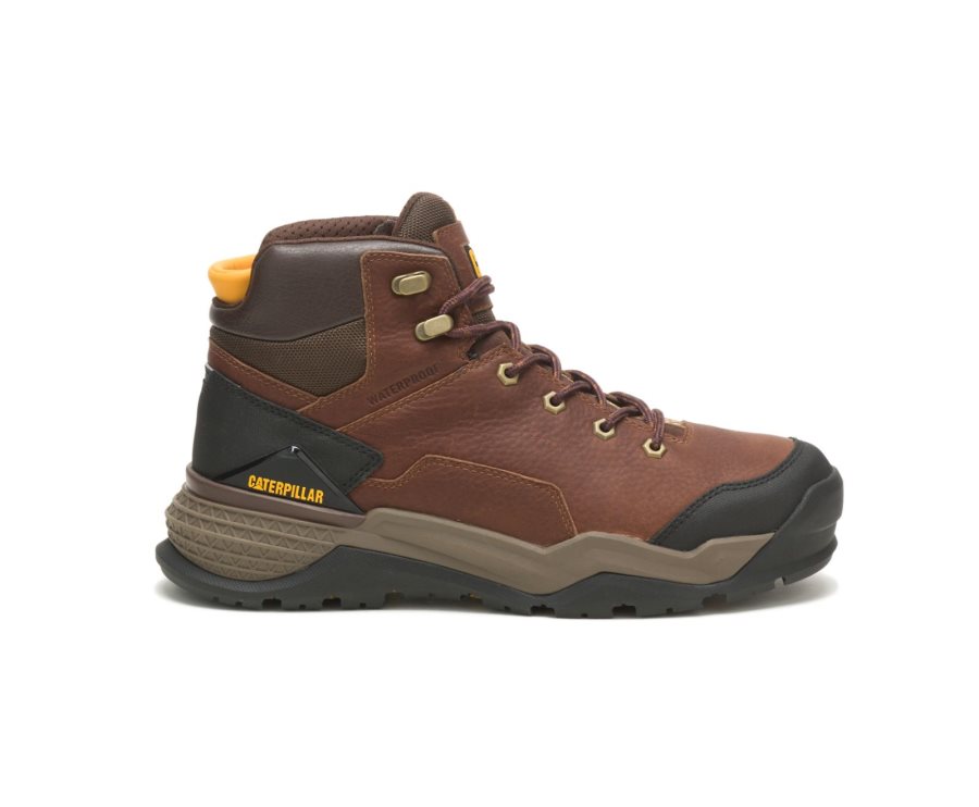 Caterpillar CAT Provoke Mid Waterproof Men\'s Work Boots Copper | CAT-317ZM