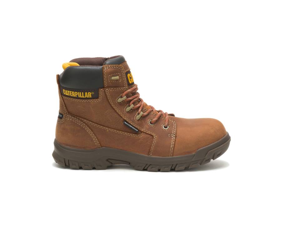 Caterpillar CAT Resorption Waterproof Composite Toe Women\'s Work Boots Brown | CAT-739KO