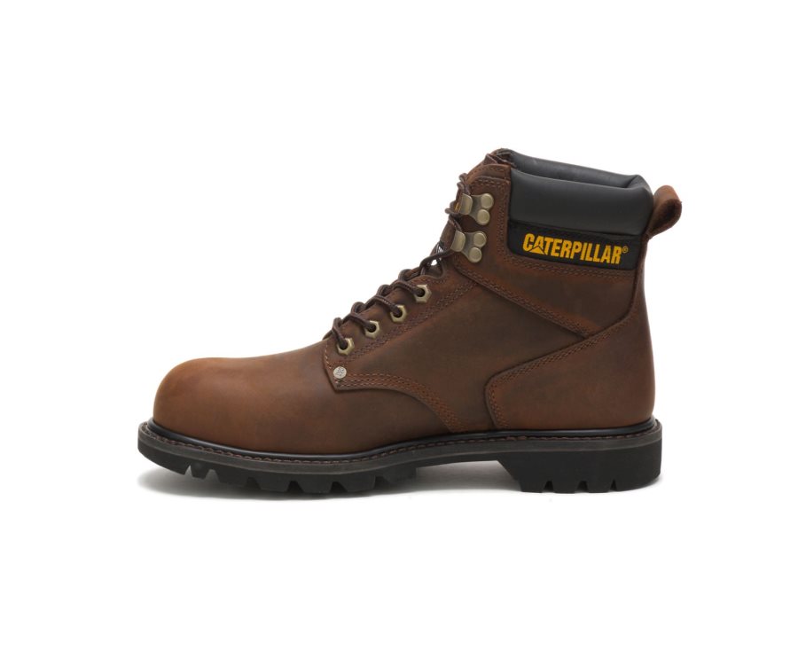 Caterpillar CAT Second Shift Steel Toe Men's Work Boots Dark Brown | CAT-381OZ