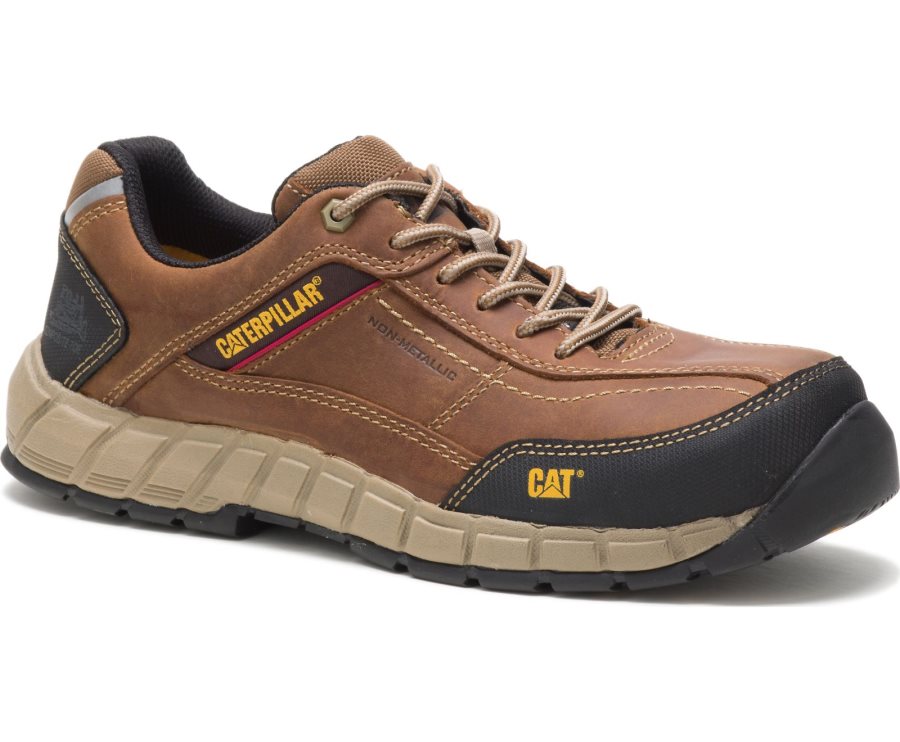 Caterpillar CAT Streamline Leather Composite Toe Men's Sneakers Brown | CAT-105KV