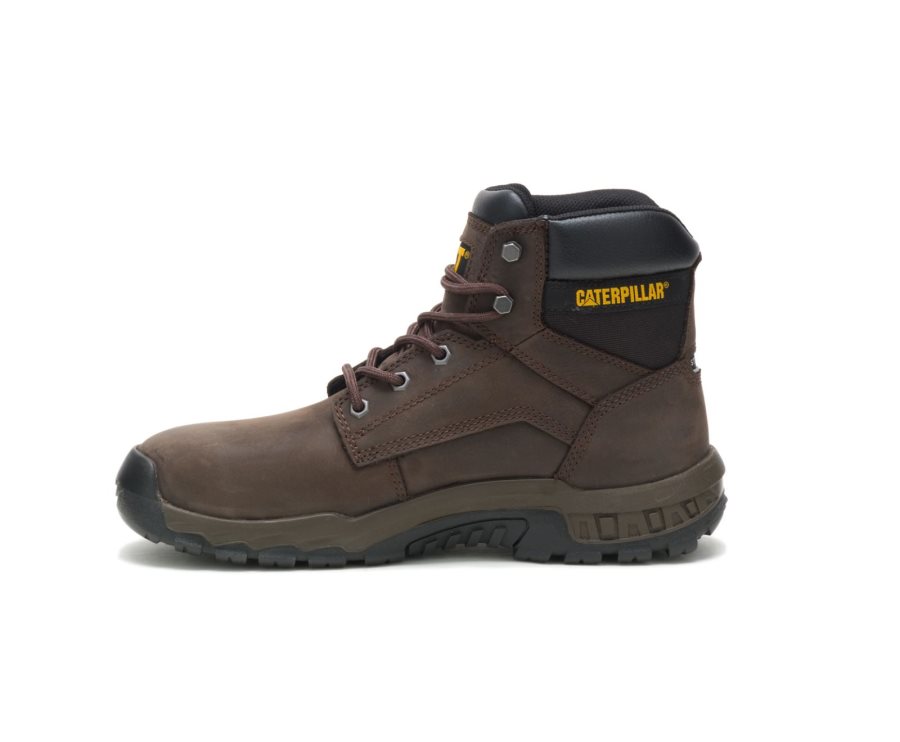 Caterpillar CAT Upholder Waterproof Steel Toe Men's Work Boots Dark Chocolate | CAT-486WF